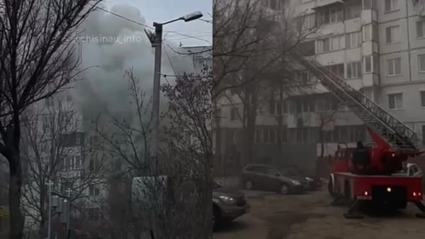 VIDEO/ Incendiu puternic într-un bloc de locuit din Chișinău. Patru echipaje de pompieri au intervenit
